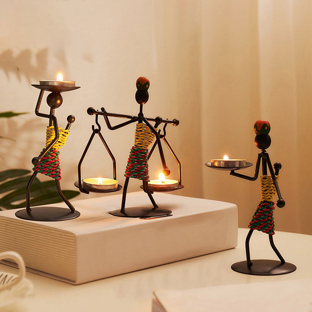 Tea Light Nordic Metal Candlestick Sculpture Candle Holder Decor Handmade Figurines - Bonnie Lassio