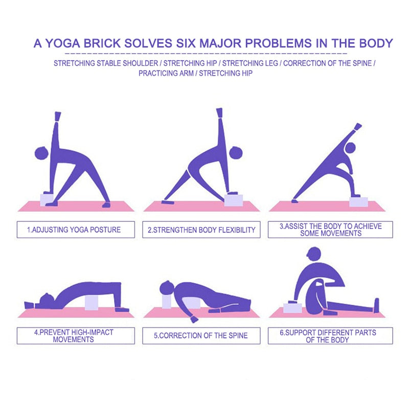 EVA Foam Yoga Block Props Brick Gym Pilates Yoga Column Back Exercise BodyBuilding Fitness Sport Workout Equipment for Home - Bonnie Lassio