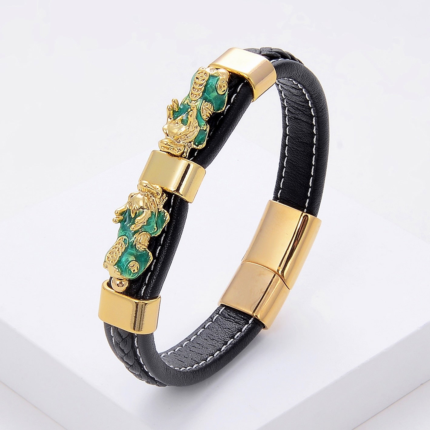 Men's Feng Shui Bracelet Charm Woven Leather Rope Chain Colorful PIXIU Guard Bracelet For Health Wealth And Luck Jewelry - Bonnie Lassio