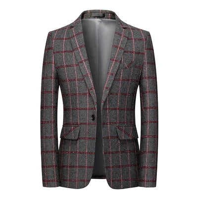 Casual Mens Plaid Pride Pink Blazer Jacket Cotton Slim England Suit S-6XL - Bonnie Lassio