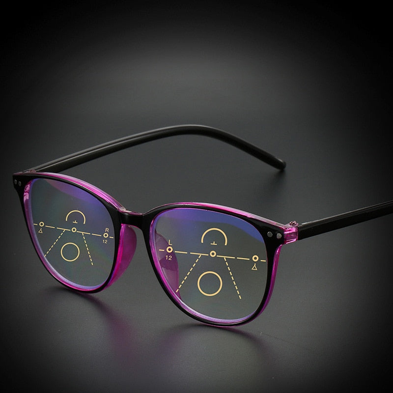 iboode Retro Progressive Multifocal Reading Glasses Women Big Frame Anti Blue Rays Eye Protection Presbyopic Eyewear+1.0 To +4.0 - Bonnie Lassio
