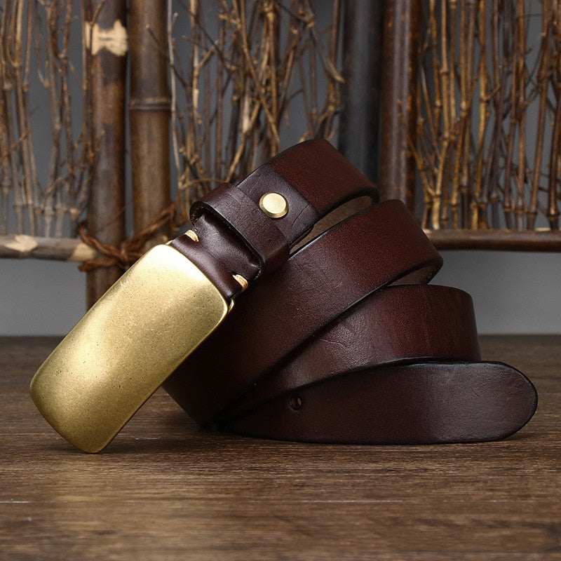 3.3CM Vintage Style Mens Cowboy Belt Leather - Bonnie Lassio