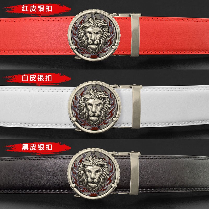 High Quality decorate lion buckle belt men Automatic buckle Black genuine leather ceinture homme casual classic man Waistband - Bonnie Lassio