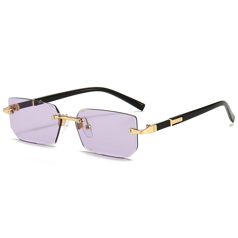Unisex Rimless Sunglasses Small Rectangle Lenses UV400 Various Colours - Bonnie Lassio