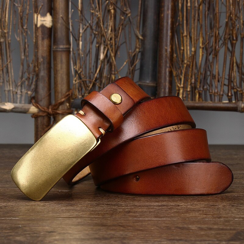 3.3CM Vintage Style Mens Cowboy Belt Leather - Bonnie Lassio