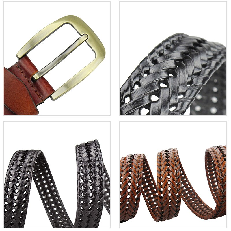 Maikun Men Braided Belt Woven Leather Belts for Men Women Vintage Waist Strap Casual Belt Pin Buckle Male Belt for Jeans - Bonnie Lassio