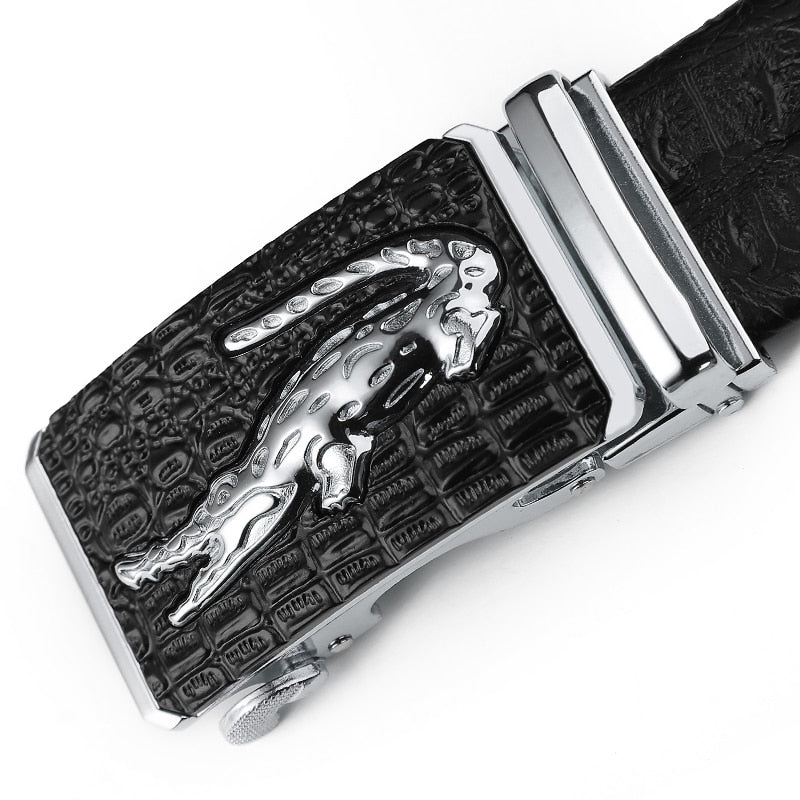 DINISITON Crocodile Pattern Genuine Leather Automatic Belt For Men Brand Simulation Strap Alligator Head Cintos AT-CRO - Bonnie Lassio