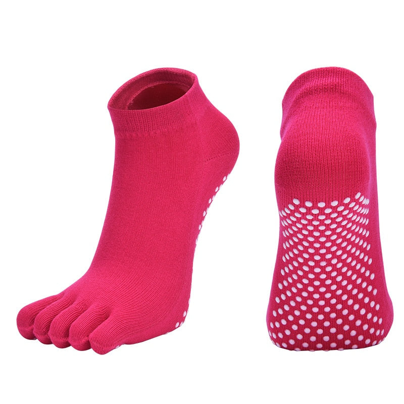 Hot Sale Women Anti-slip Yoga Socks Fingers Fitness Pilates  Socks Gym Five Toe Sport Socks Cotton Colourful Elastic Winter - Bonnie Lassio