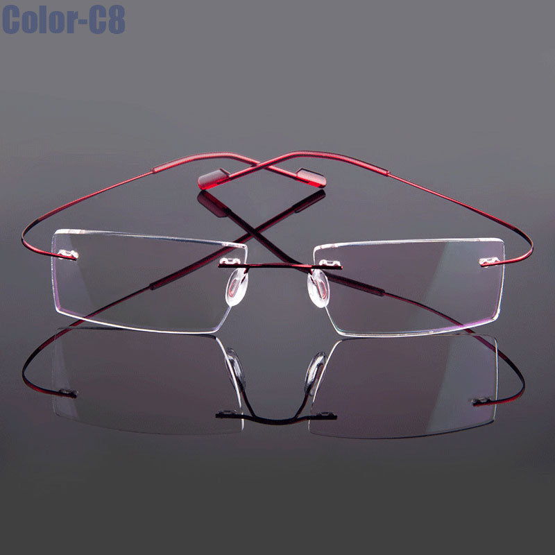Gmei Optical Fashion Rimless Glasses Frame Memory Alloy Eyeglasses Prescription Ultralight Flexible Frames 9 Colors T8089 - Bonnie Lassio