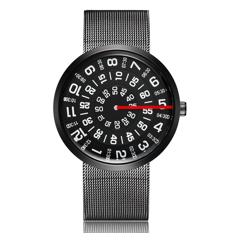 Paidu Fashion Unique Brand Black Silver Quartz Metal Mesh Band Wrist Watch Mens Boy Turntable Dial Digital Gift Wristwatches - Bonnie Lassio