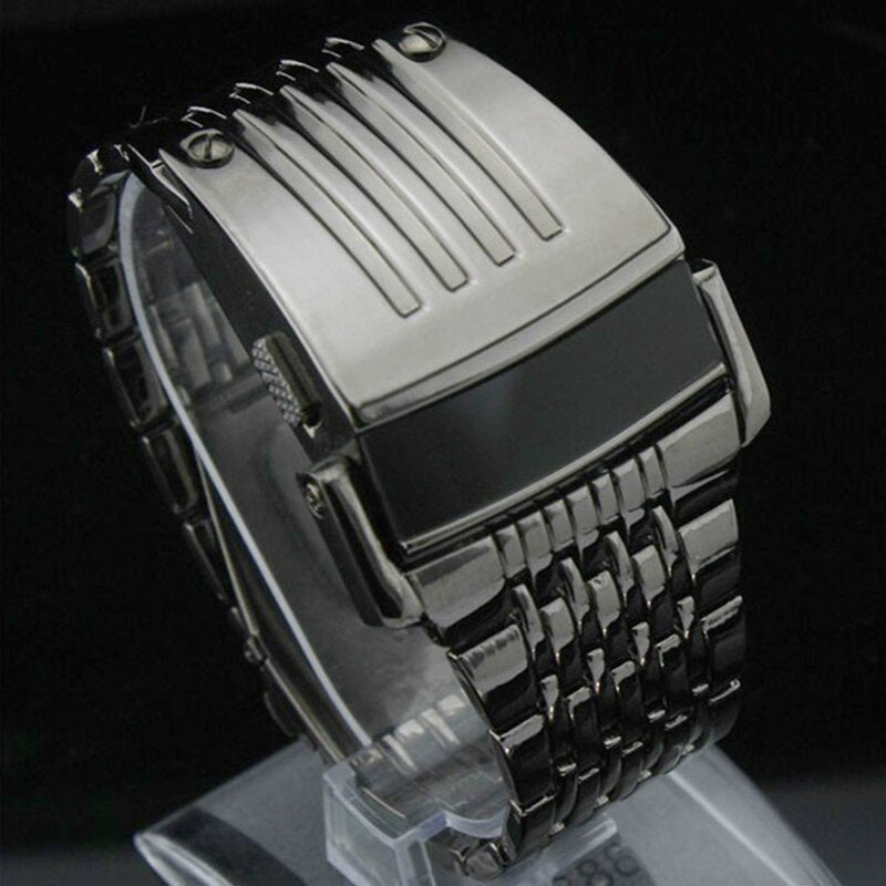 Unique Iron Man Watches Stainless Steel Digital LED Luxury Military Sport Wrist Watch Fashion Top Brand New Male Clock