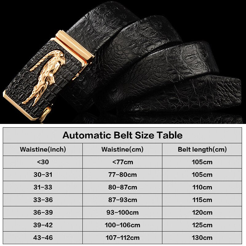 DINISITON Crocodile Pattern Genuine Leather Automatic Belt For Men Brand Simulation Strap Alligator Head Cintos AT-CRO - Bonnie Lassio