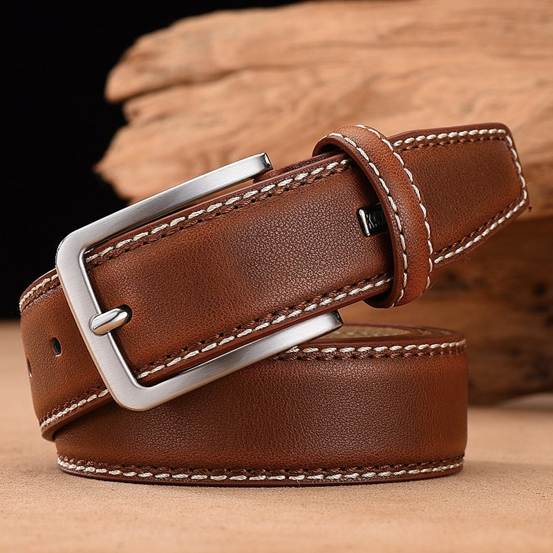 Fashion Men Belts Genuine Leather Luxury Designer Brown Vintage Waist Belt For Jeans Cinturon Cowboy Hombre Dropshipping - Bonnie Lassio