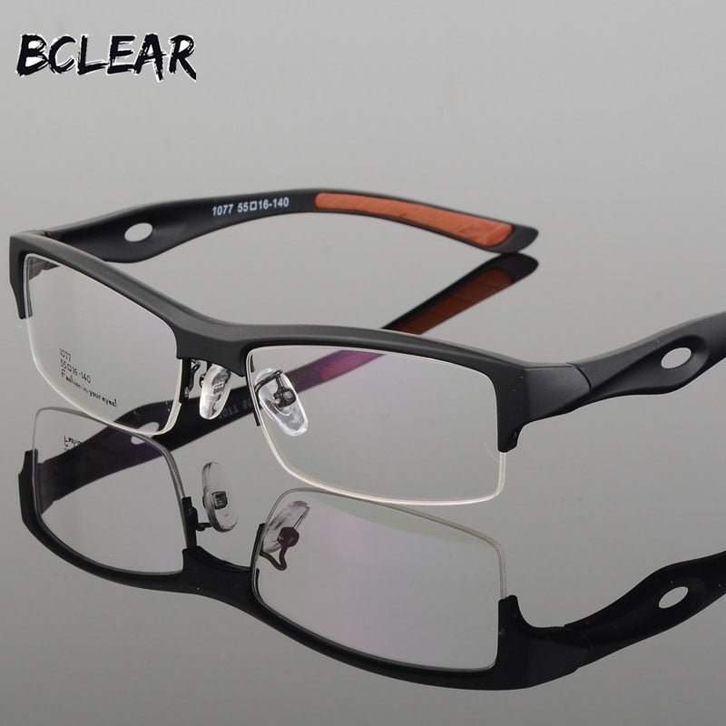BCLEAR Spectacle Frame Attractive Mens Distinctive Design Brand Comfortable TR90 Half Frame Square Sports Glasses Frame Eyeglass - Bonnie Lassio