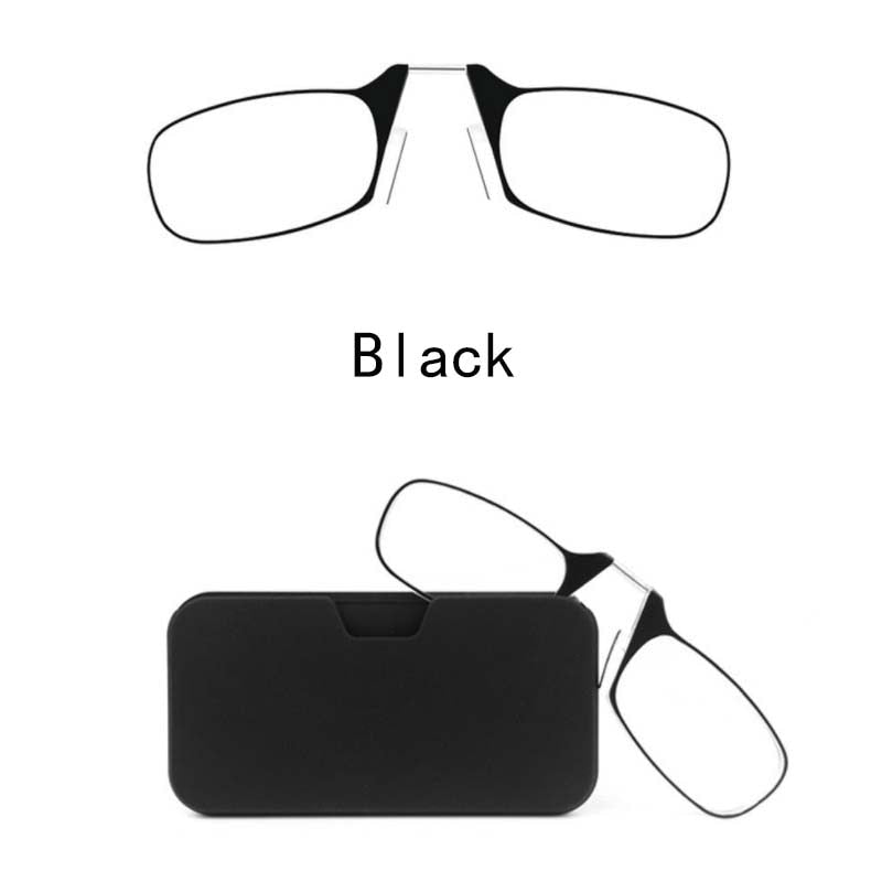 Legless Clamp nose  reading glasses for both men and women portable sticky phone to send ultra-thin glasses case +2.00 +2.50 - Bonnie Lassio