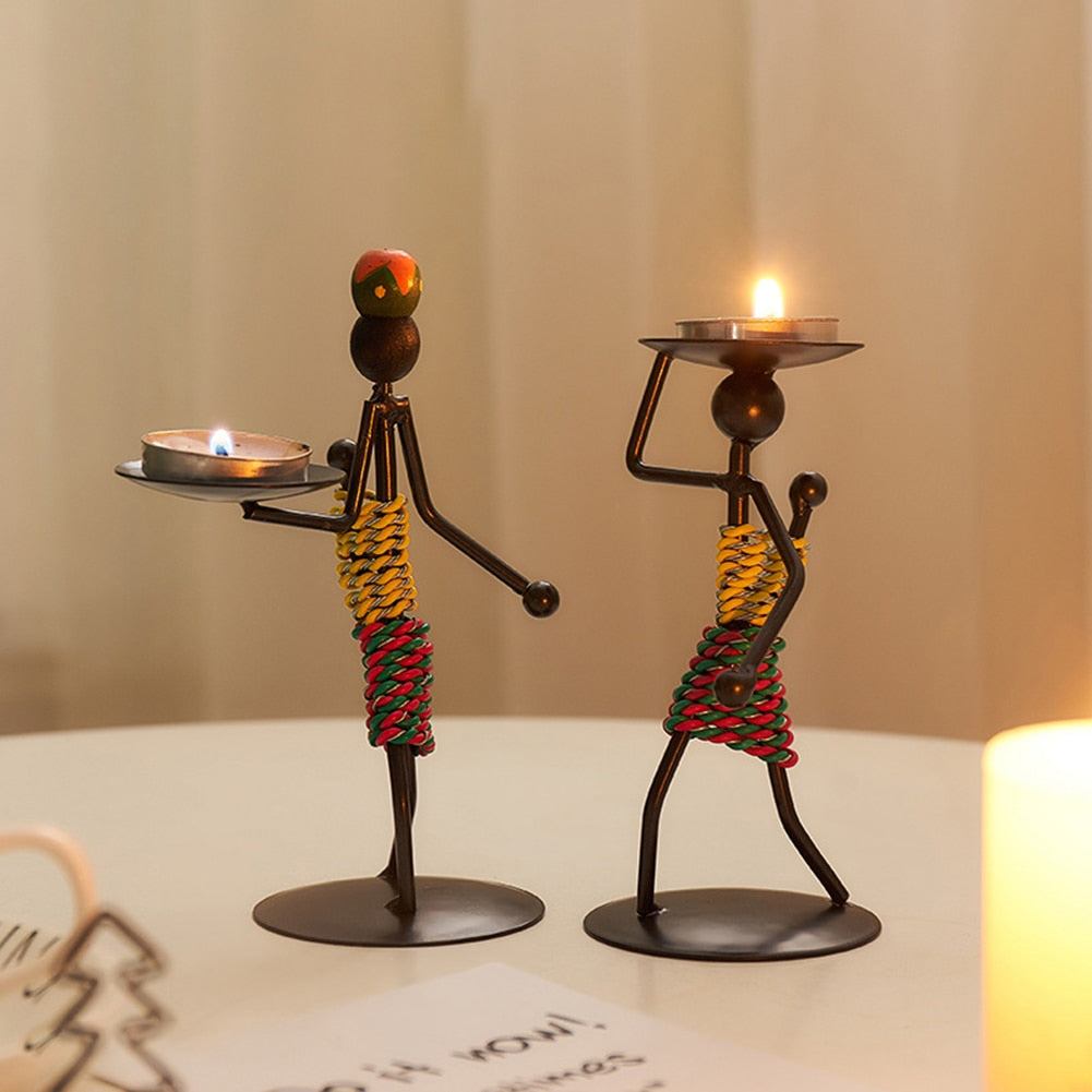 Tea Light Nordic Metal Candlestick Sculpture Candle Holder Decor Handmade Figurines - Bonnie Lassio