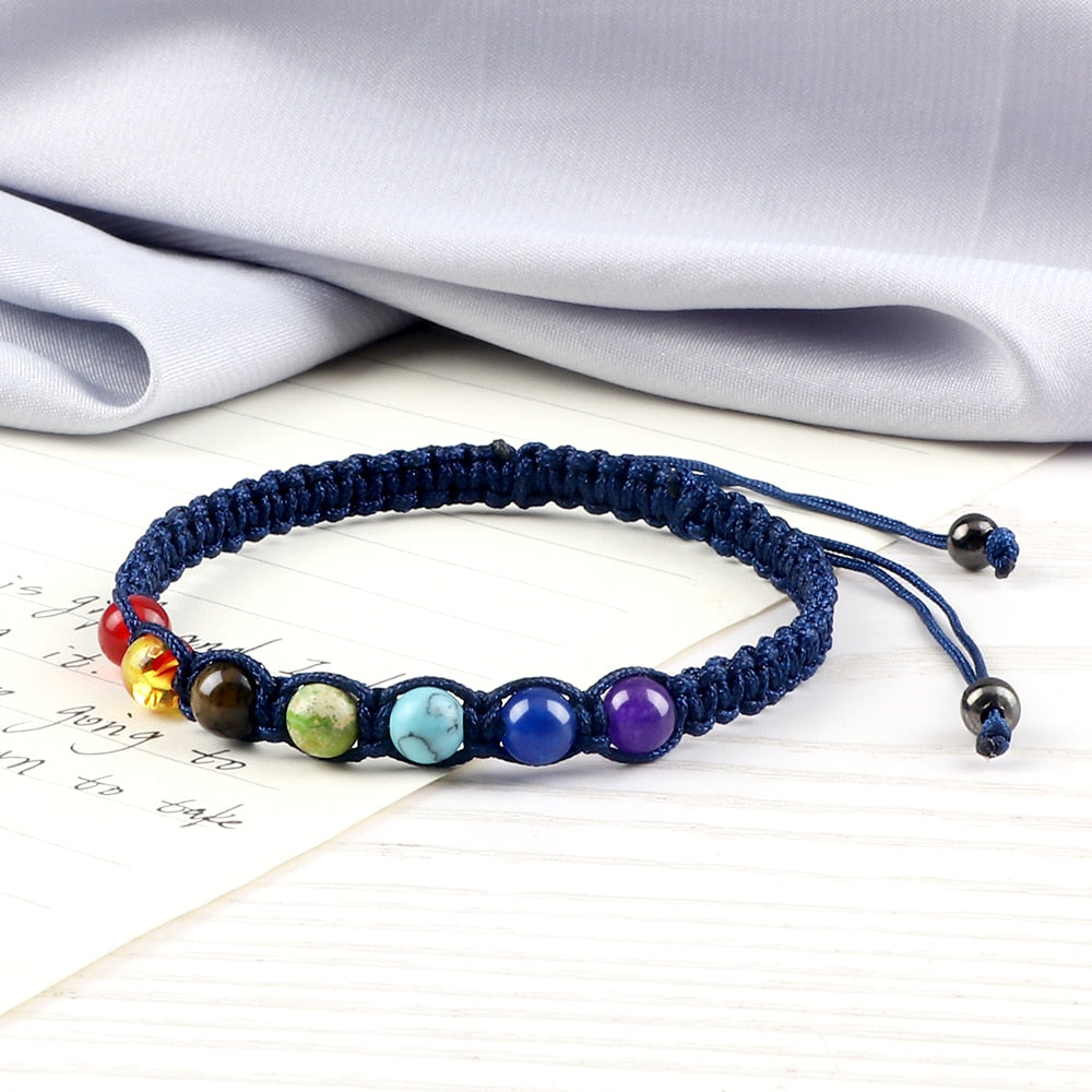 Handmade 7 Chakra Beads Bracelet 6mm Natural Stone String Braided Yoga Reiki Healing Balance Bracelets & Bangles Meditation Gift - Bonnie Lassio