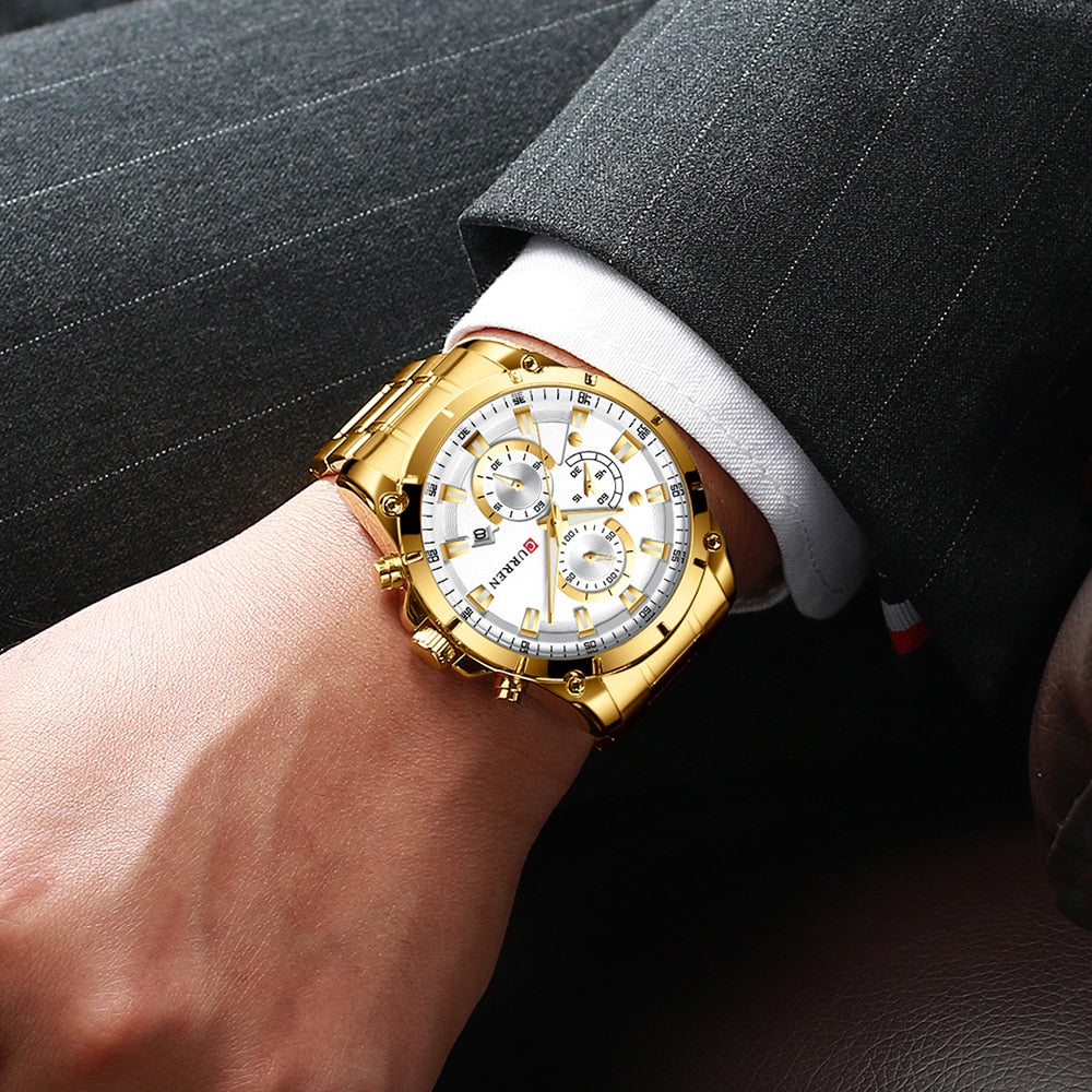 CURREN Mens Watches Fashion Top Brand Luxury Business Automatic Date Watch Men Casual Waterproof Watch Relogio Masculino+Box - Bonnie Lassio