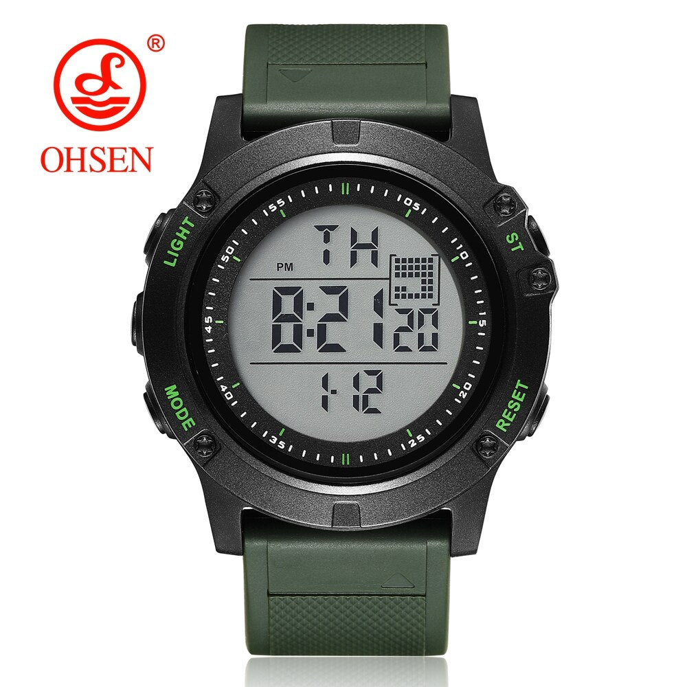 OHSEN Black Digital Sports Watches Men Waterproof LED Military Watch Fashion Tactical Wristwatch Alarm Clock Relogio Masculino - Bonnie Lassio