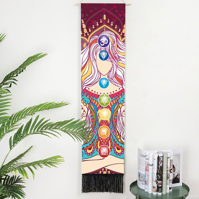 Seven Chakra Decorative Wall Hanging Tapestry Bohemia Tarot Phase Tassel Tapestry Boho Art Tapestries For Bedroom  Office Decor - Bonnie Lassio