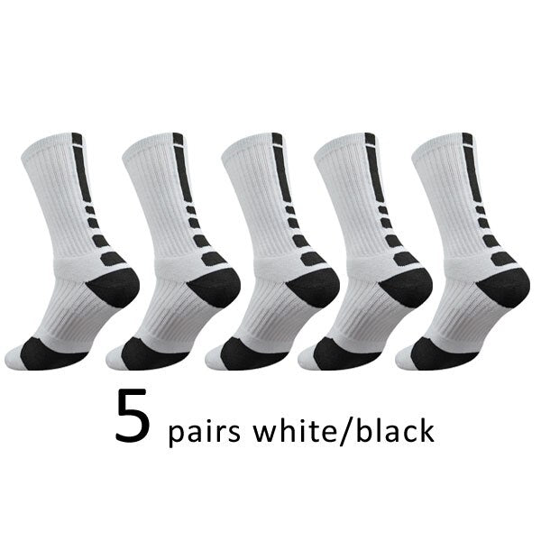 5 Pairs/Lot Professional Cycling Socks Mens Thicker Stocking Sweat-Absorbent Basketball Outdoor Sports Football Skateboard Socks - Bonnie Lassio