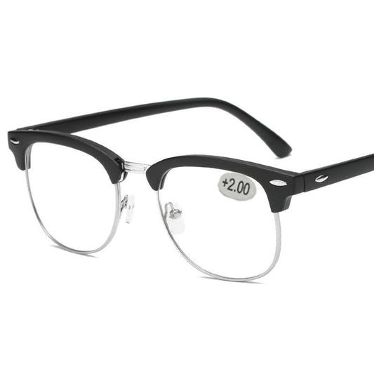 Metal Half Frame Reading Glasses Presbyopic Eyewear Male Female Far sight Glasses with strength +0.5 +0.75 +1.0 +1.25 To +4.0 - Bonnie Lassio