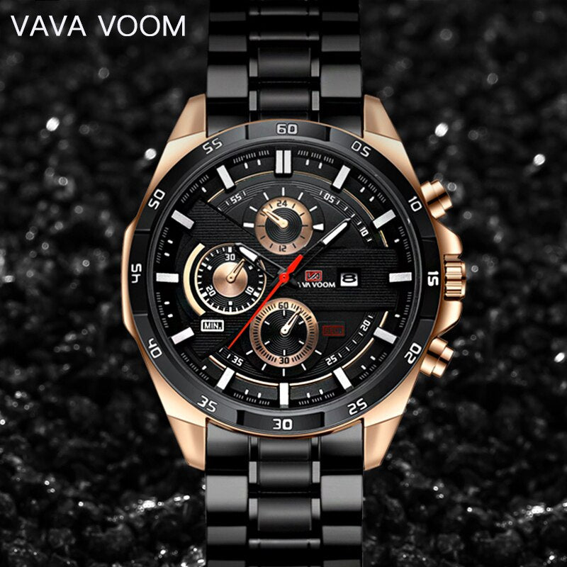 VAVA VOOM Man WristWatch 30m Waterproof  Men Watch Military Top Brand Luxury Stainless Steel Sport Male Clock Orologio da uomo - Bonnie Lassio