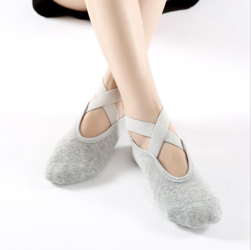 Yoga Socks for Women Non-Slip Grips & Straps, Bandage Cotton Sock, Ideal for Pilates Pure Barre Ballet Dance Barefoot Workout - Bonnie Lassio