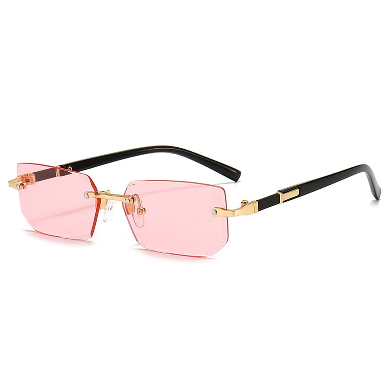 Unisex Rimless Sunglasses Small Rectangle Lenses UV400 Various Colours - Bonnie Lassio