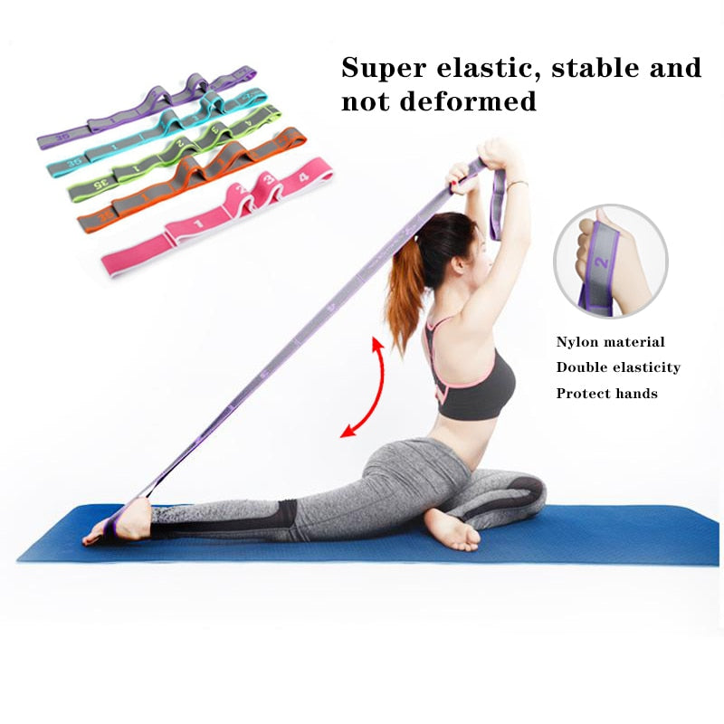 Yoga Pull Strap Belt Polyester Latex Elastic Latin Dance Stretching Band Loop Yoga Pilates GYM Fitness Exercise Resistance Bands - Bonnie Lassio