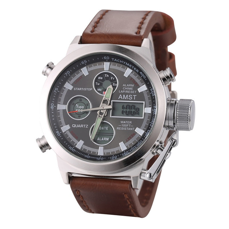 Original AMST Watches Men Luxury Brand 5ATM 50m Dive LED Digital Analog Quartz Watches Male Fashion Sport Military Wristwatches - Bonnie Lassio