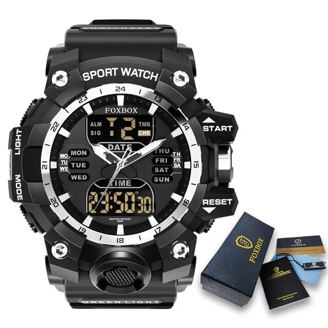 Mens Watch Dual Time LED Digital Watch Chronograph Quartz Red - Bonnie Lassio