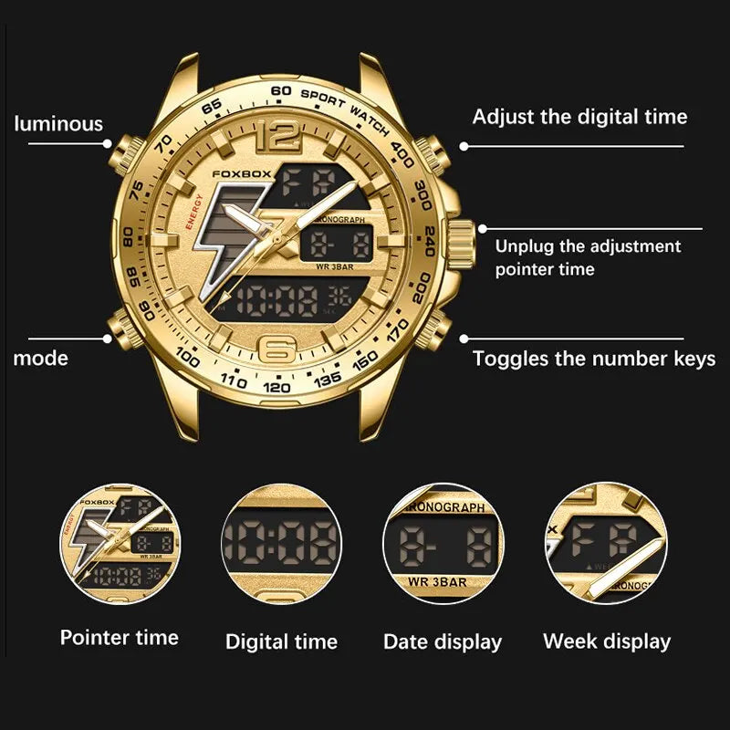 Dual Display Watch Mens Quartz Chronograph - Bonnie Lassio