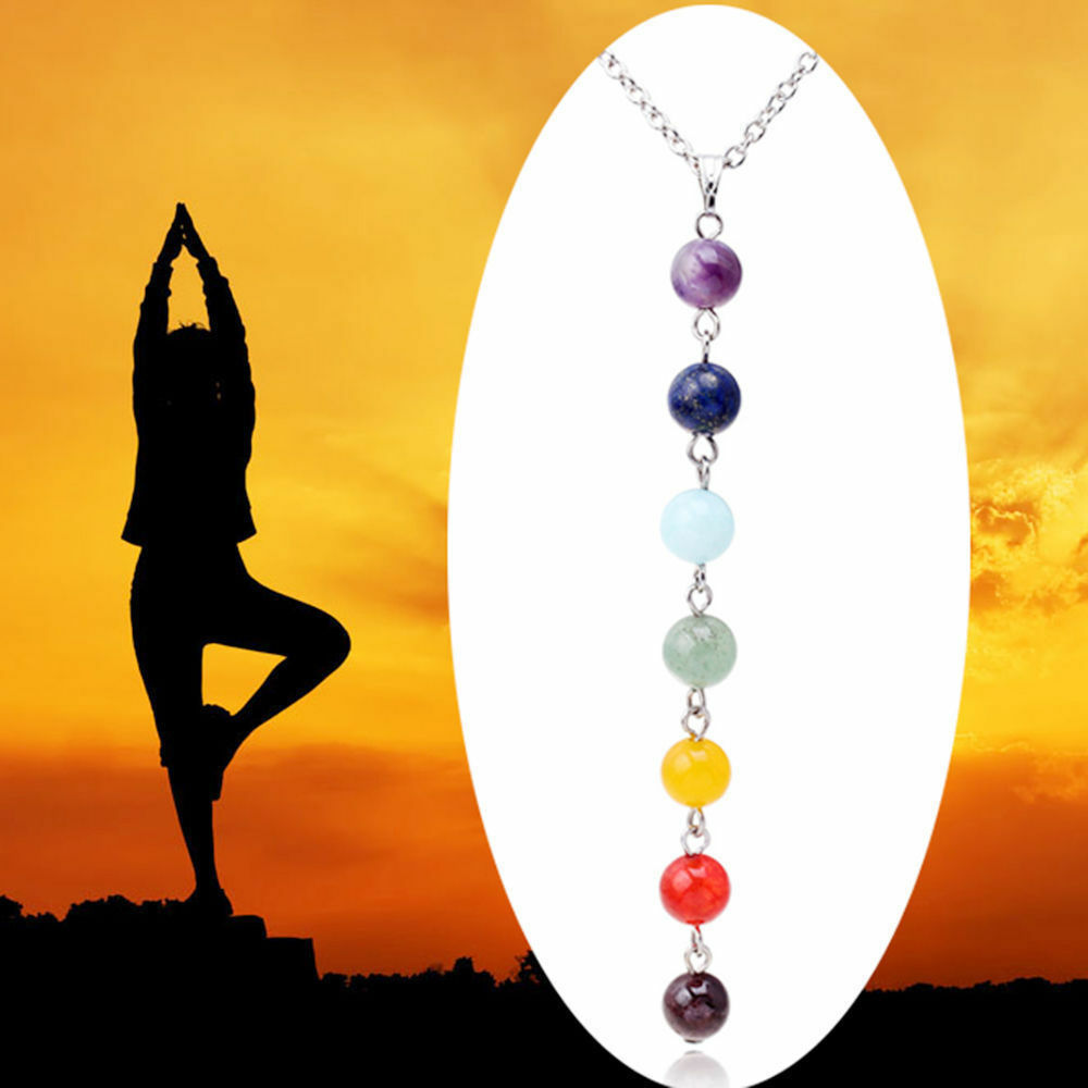 7 Chakra Gem Stone Beads Pendant Necklace Women Yoga Healing - Bonnie Lassio