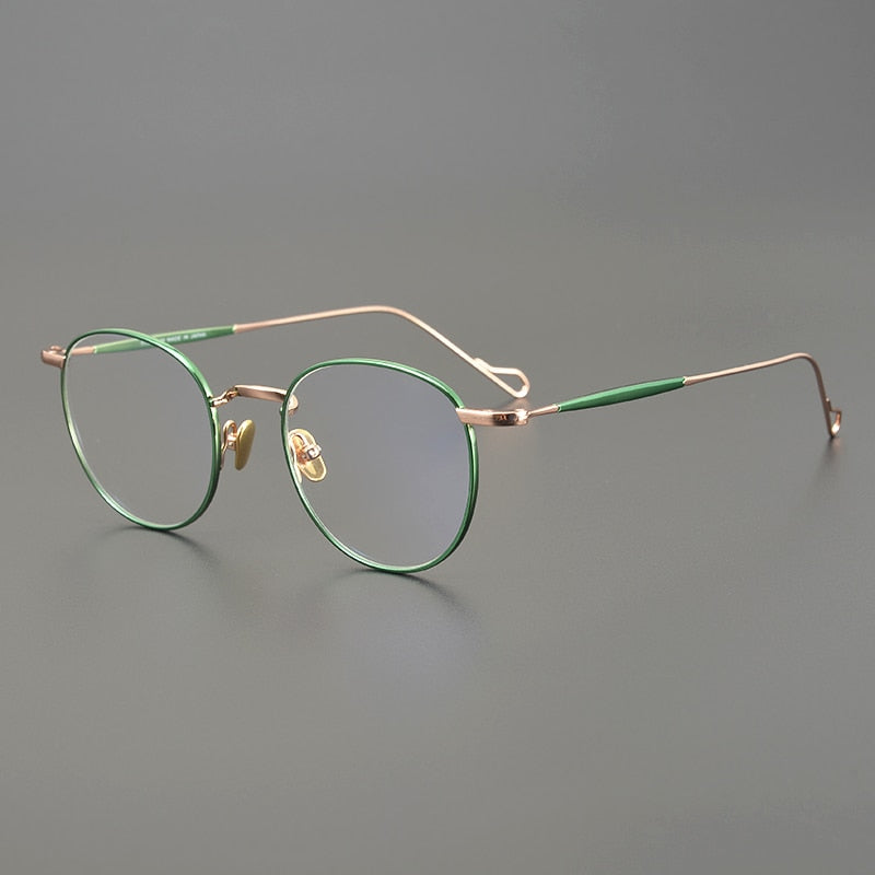 Japanese Handmade Retro Pure Titanium Eyeglasses Men Women Reading Glasses Frame Round Thin Myopia Eyewear Prescription Lens - Bonnie Lassio