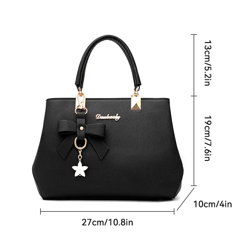 Fashion Solid Color With Bow One Shoulder Bag Black - Bonnie Lassio