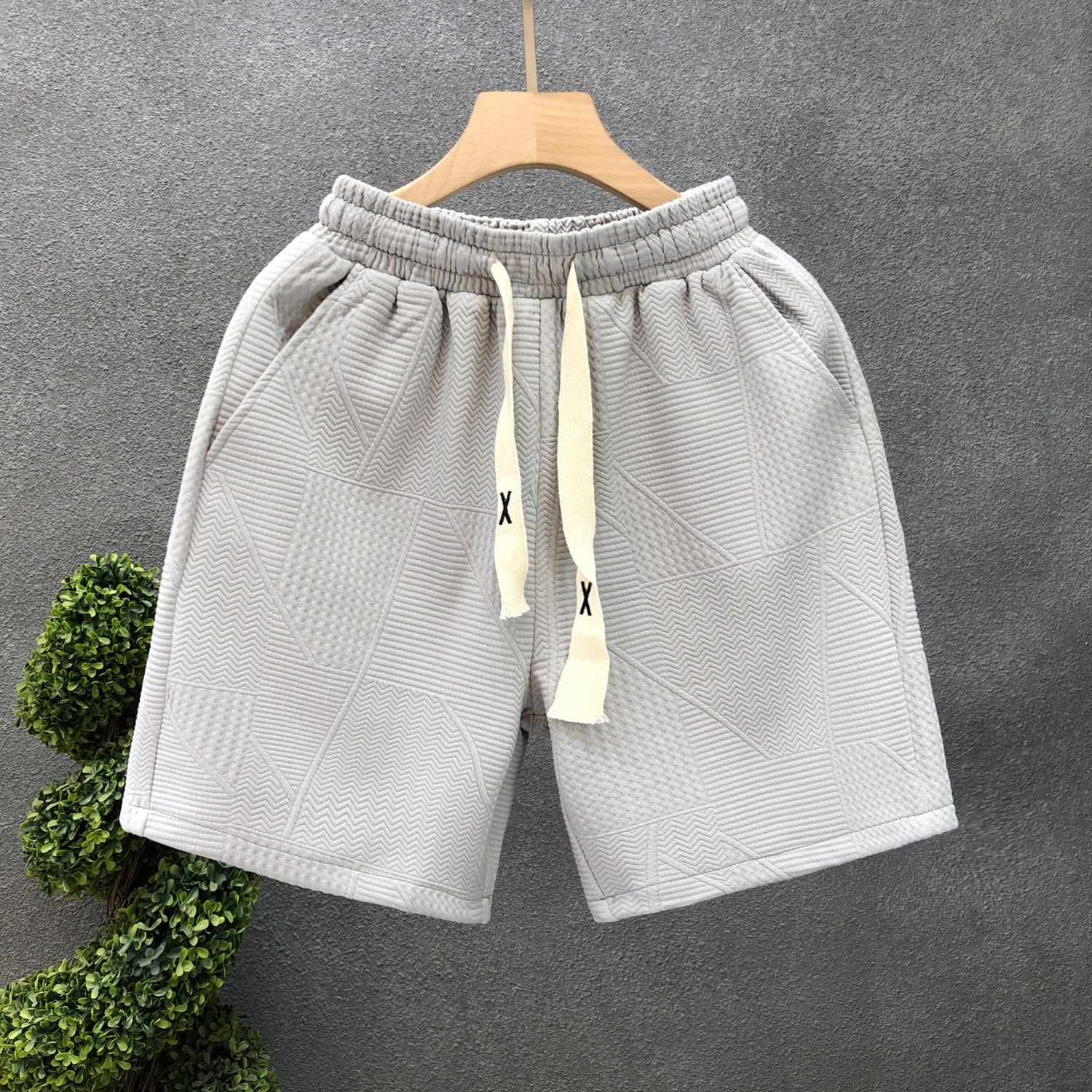 Fashion Simple Pattern Shorts Men's Summer Loose Drawstring Solid Color Pants Breathable Casual Gym Outdoor Beach Short Pants - Bonnie Lassio