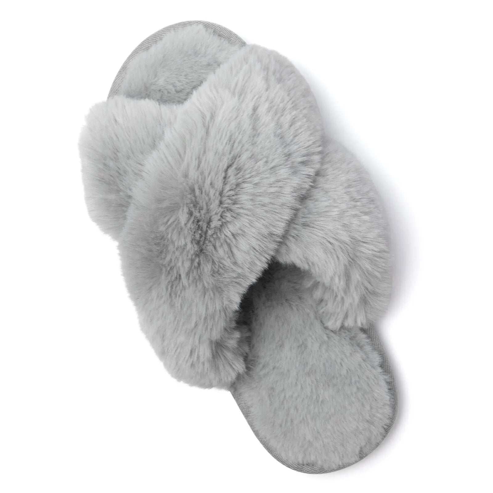 Womens Slippers Cross Band Soft Plush Cozy House Shoes Furry Open Toe Indoor Use - Bonnie Lassio