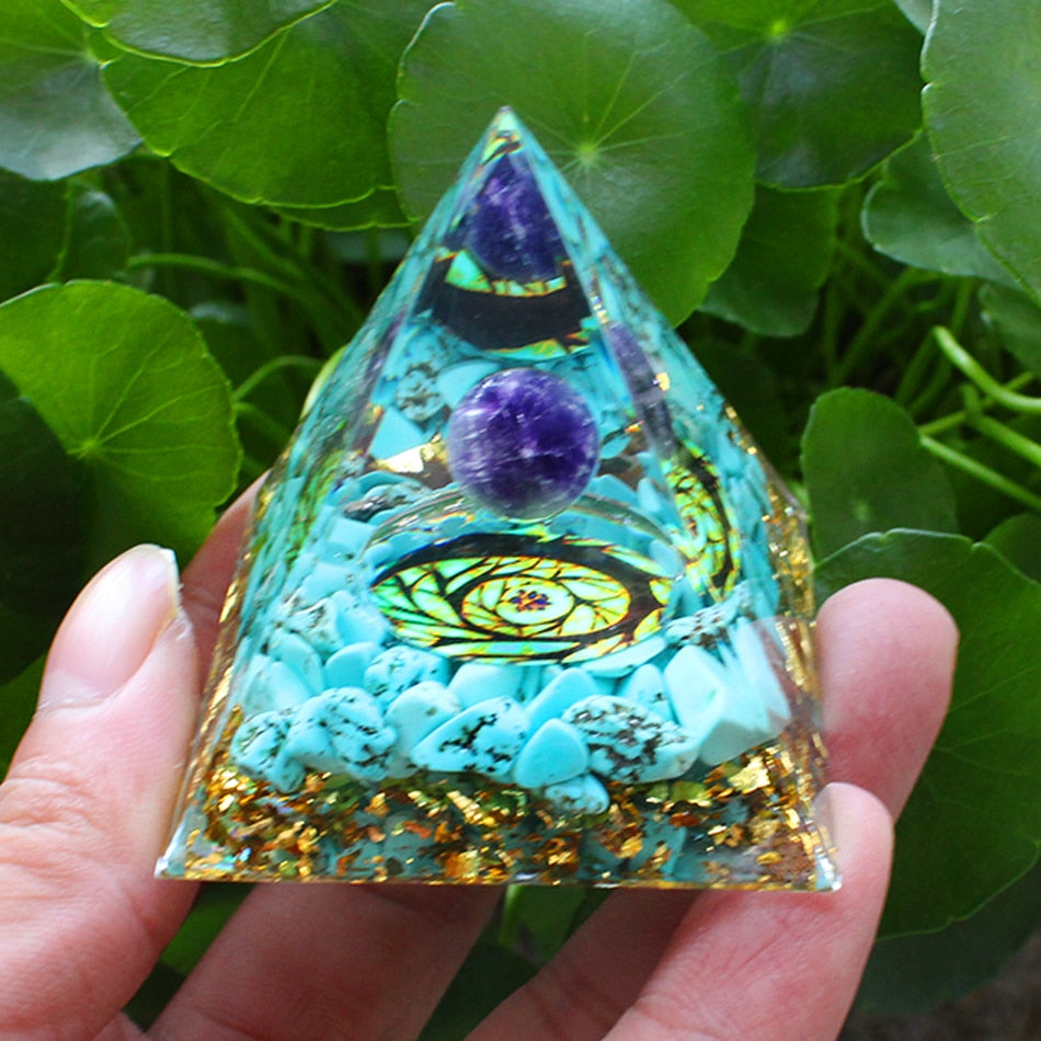 Newest Orgone Pyramid Amethyst Peridot Healing Crystal Energy Orgonite Pyramide Meditation Tool Quartz Home Decor - Bonnie Lassio