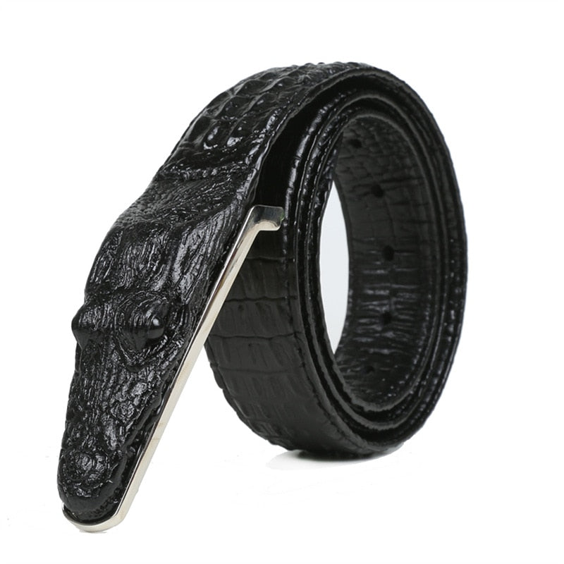 Luxury Leather Designer Men&#39;s Belt Crocodile Skin Belt Genuine Leather Alligator Strap Crocodile Head Belt Real Cowhide - Bonnie Lassio