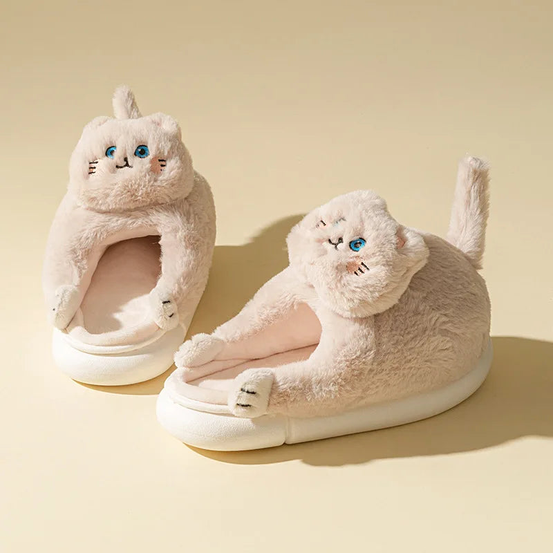 Unisex Plush Slippers Cute Cat Tiger and Non Slip - Bonnie Lassio