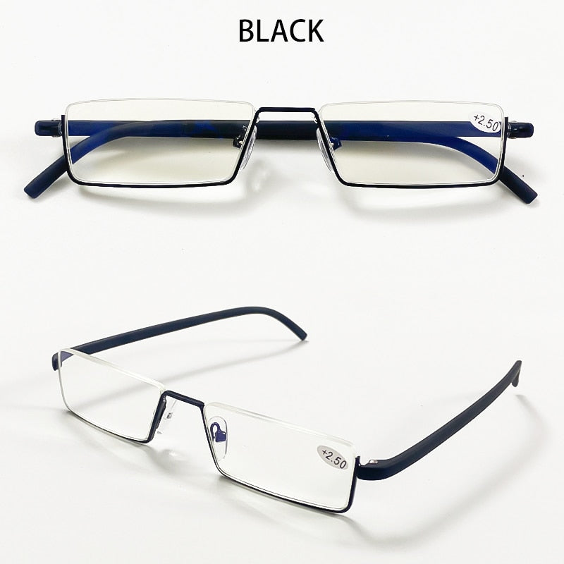 FG TR90 Reading Glasses for Men Half Frame Presbyopic Glasses Men Women Optical Очки Для Чтения Мужские +100 To +400 - Bonnie Lassio