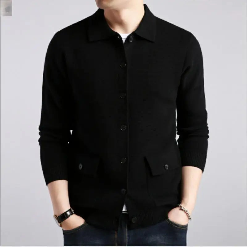 Mens Cardigan Sweater With Collar