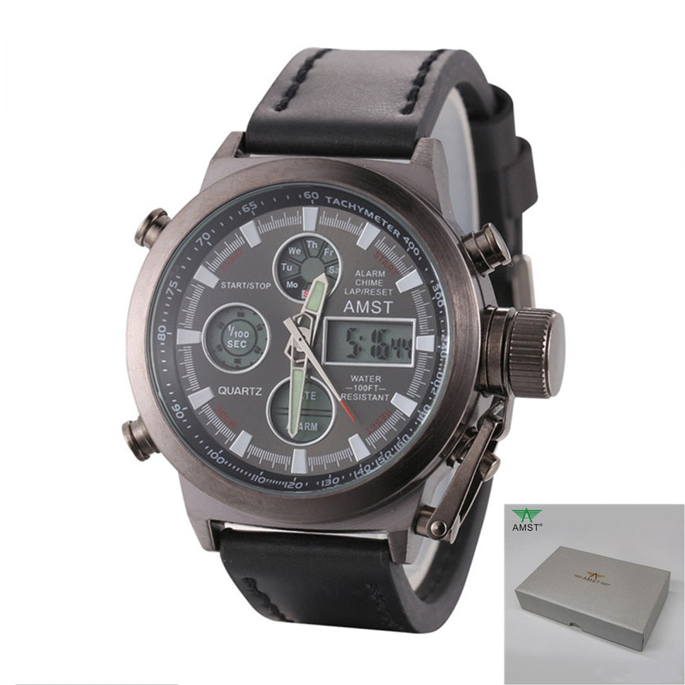 Original AMST Watches Men Luxury Brand 5ATM 50m Dive LED Digital Analog Quartz Watches Male Fashion Sport Military Wristwatches - Bonnie Lassio