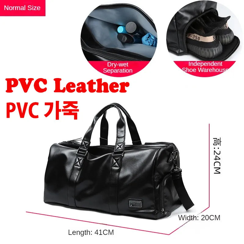 Premium Gym Bag PU Leather  Wet And Dry Separation Men Handbag Fitness Zipper Shoes Section - Bonnie Lassio