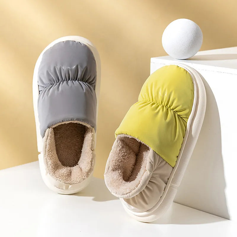 Womens Slippers Warm Plush Cotton Slippers Indoor Non-Slip Thick Sole Furry - Bonnie Lassio