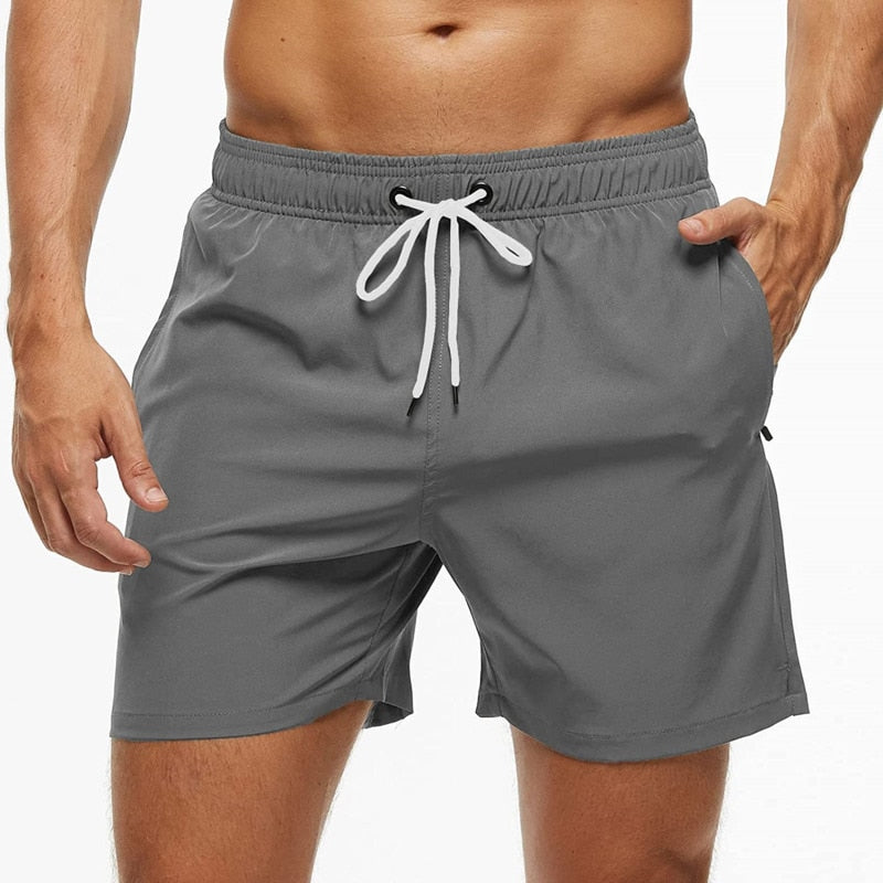 Fashion Beach Shorts Elastic Closure Men's Swim Trunks Quick Dry Beach Shorts With Zipper Pockets - Bonnie Lassio