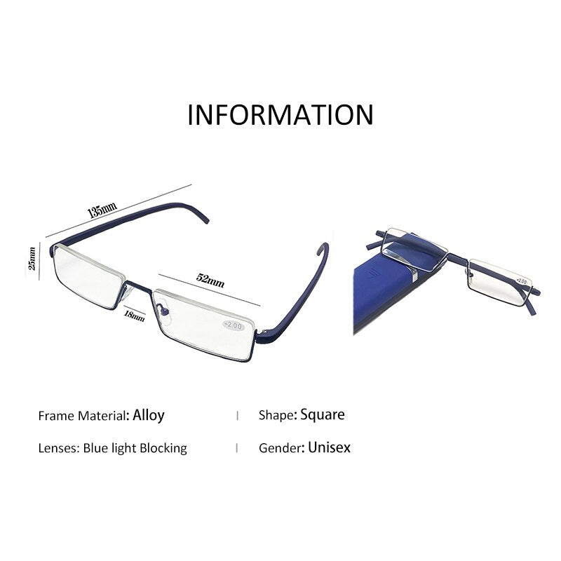 Anti-Blue Light Reading Glasses TR90 Half Frame Women Men Finished Presbyopic Eyeglasses Eyewear With Case Diopter +1.0 To +4.0 - Bonnie Lassio