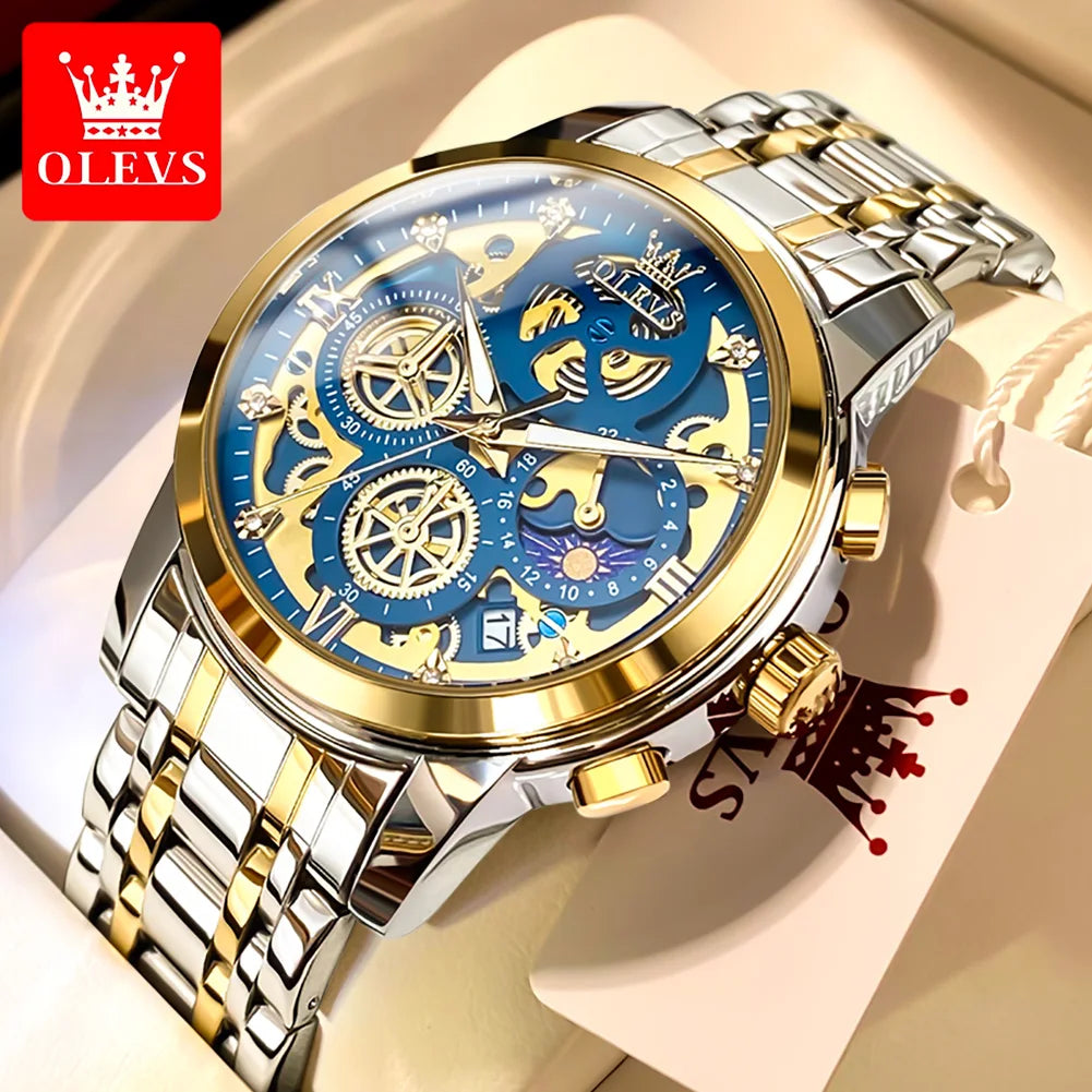 OLEVS Original Brand Luxury Men's watches Fashion Quartz Watch Design Stainless Steel Strap - Bonnie Lassio