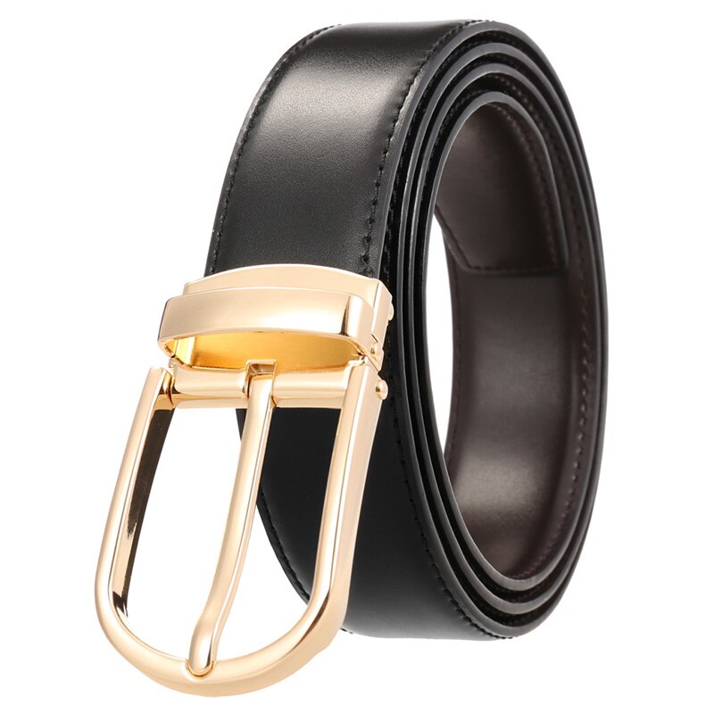VATLTY New Men&#39;s Reversible Belt Natural Cowhide Hard Zinc Alloy Silver Buckle Brown Belt Genuine Leather Trousers Belt Male - Bonnie Lassio
